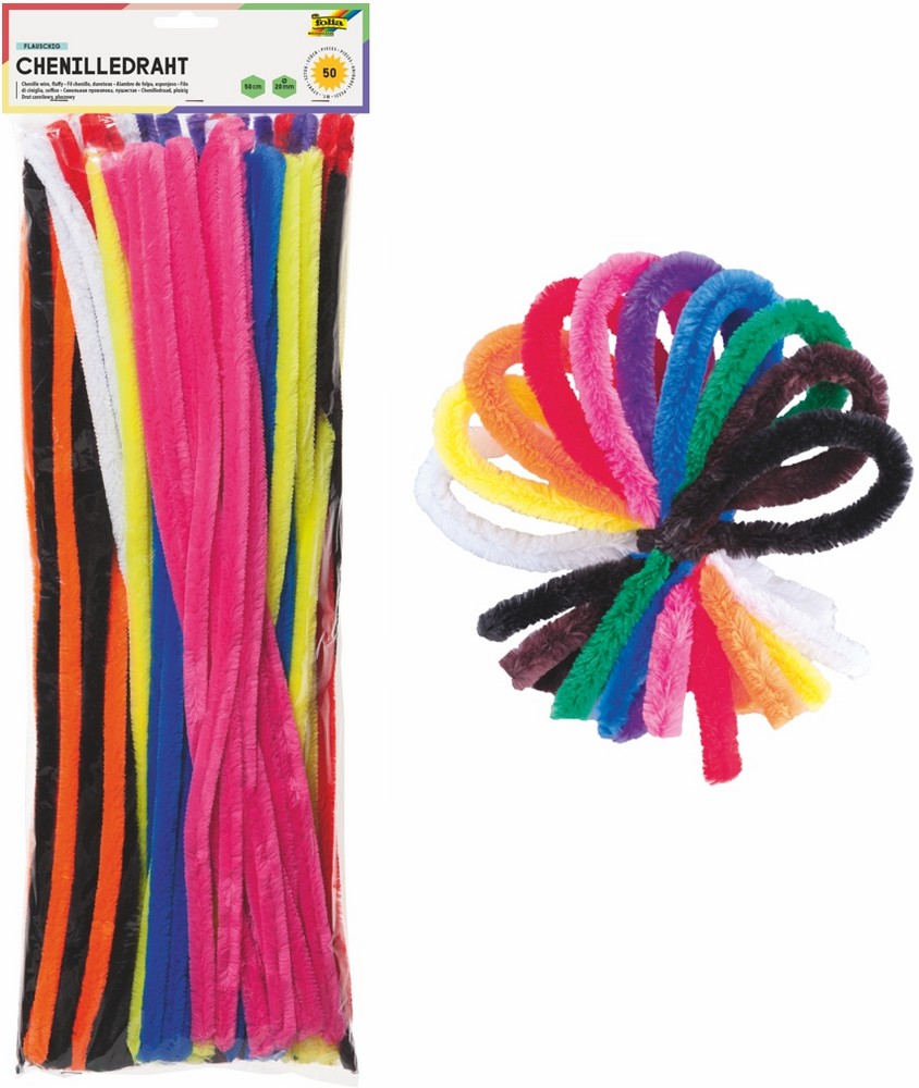 Chenilledraht 50 St�ck in 10 Farben  20mm